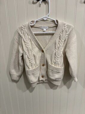 Grayson Mini Cream Cable-Knit Cardigan